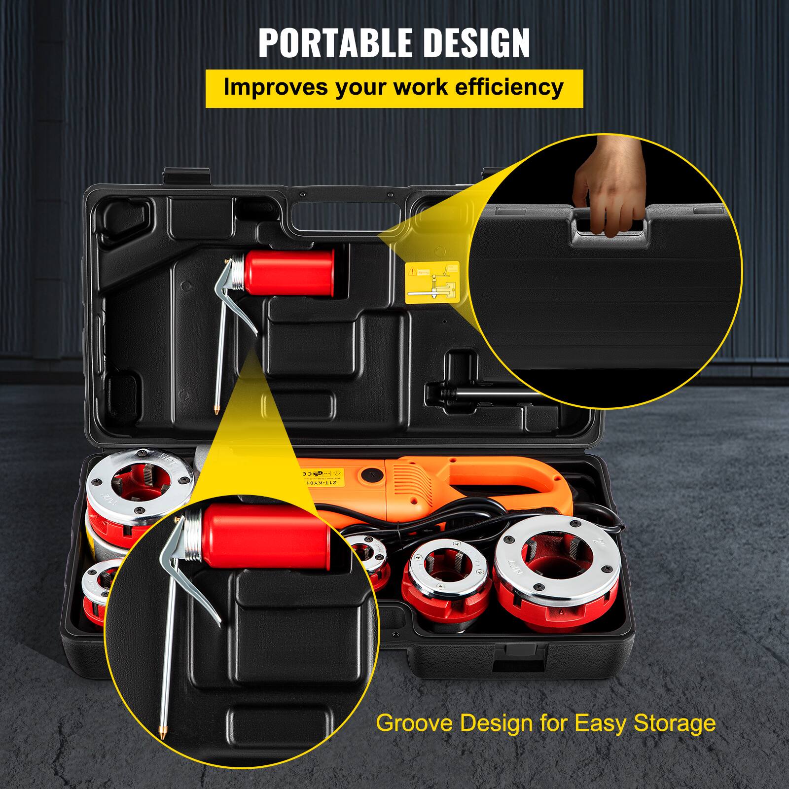 PORTABLE DESIGN  
Improves your work efficiency  

Groove Design for Easy Storage