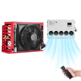VEVOR - Truck Air Conditioner,12V 10000 BTU Mini Split AC Unit,400 m³/h Airflow Cab Air Conditioner, Quiet A/C Unit Fast Cooling - Red