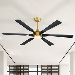 Parrot Uncle - 60-Inch Modern DC Motor Ceiling Fan with Dimmable LED Light and Remote - Gold