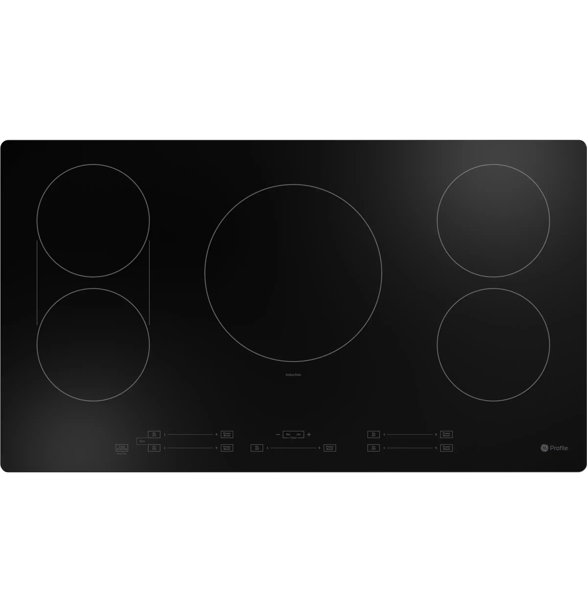 GE Profile - 36" Built-In Electric Induction Cooktop with 5 Elements, Slide Touch Controls, and Power Boost - Black