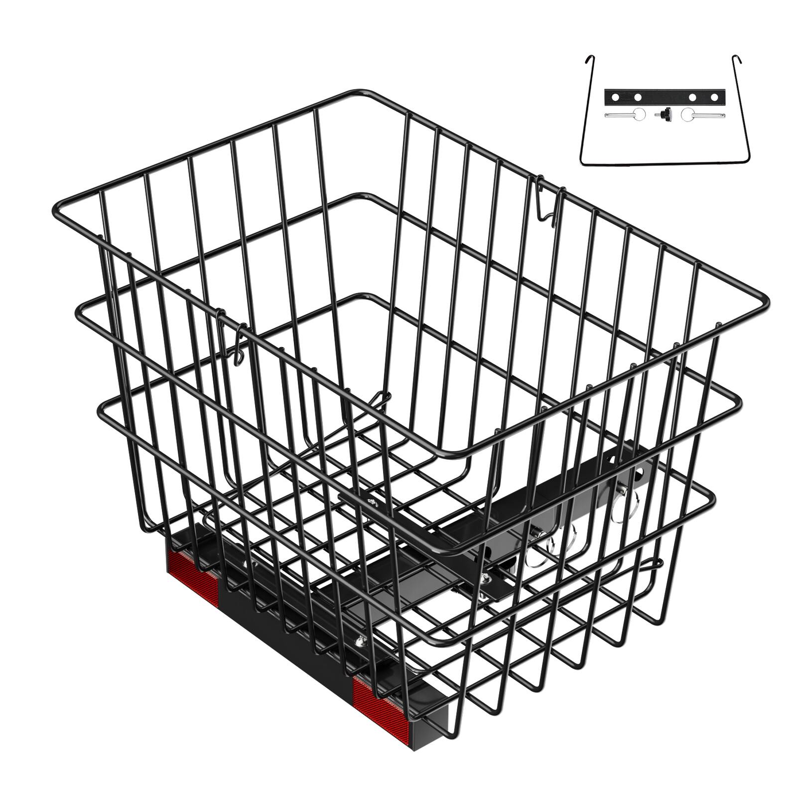 Alt View 5. VEVOR - Scooter Rear Basket, Heavy Duty Metal Wire Basket with Handle, Spacious Cargo Basket, Works with 1-inch Receiver - Black.