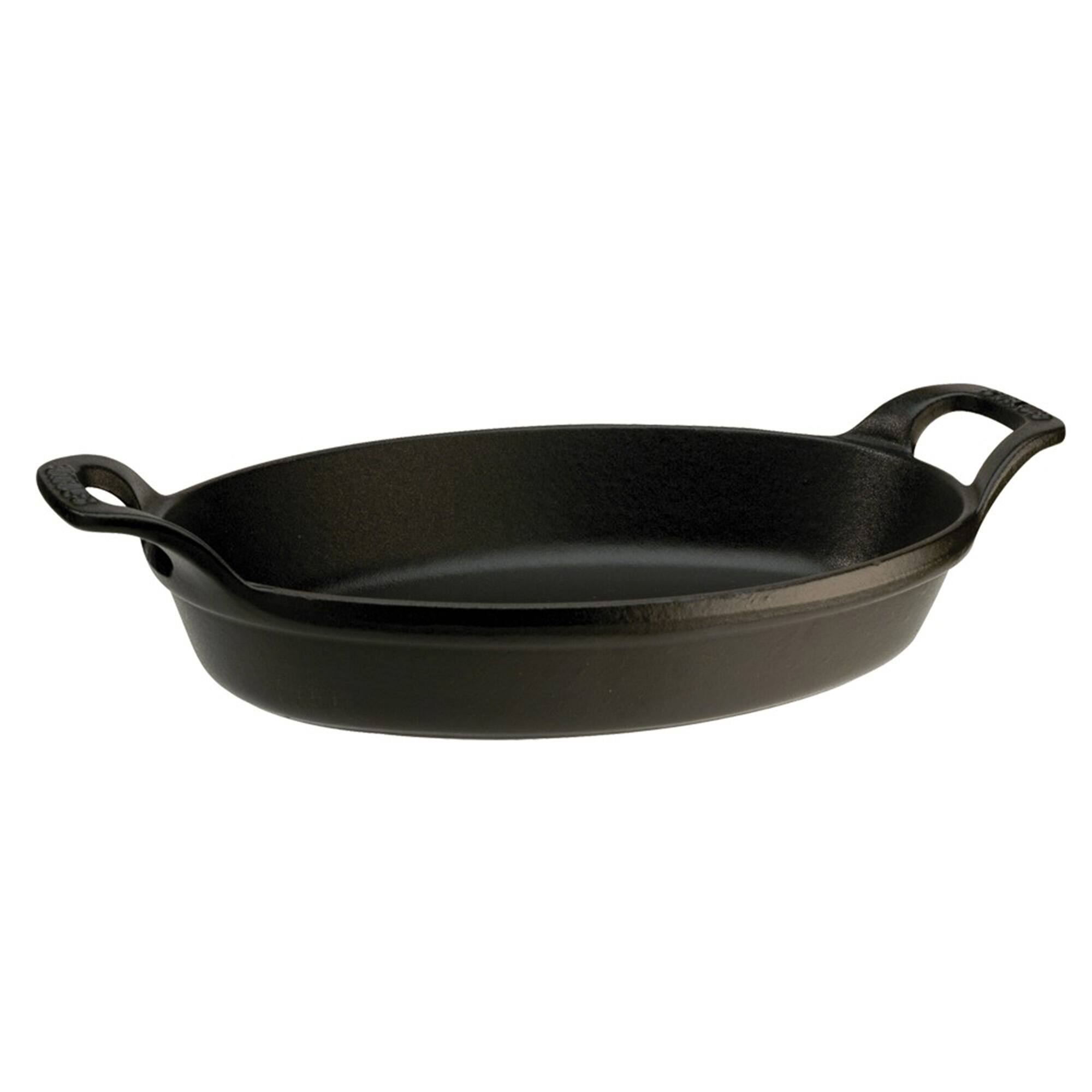 Front. Staub - Staub Cast Iron 11-inch x 8-inch Oval Baking Dish - Matte Black - Matte Black.