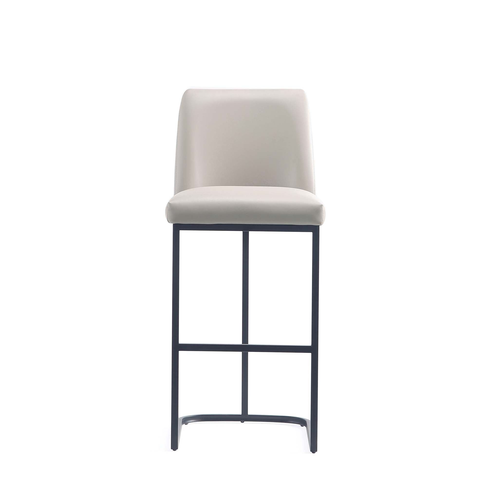 Alt View 2. Manhattan Comfort - Serena Modern Metal Upholstered Barstool - Light Gray.