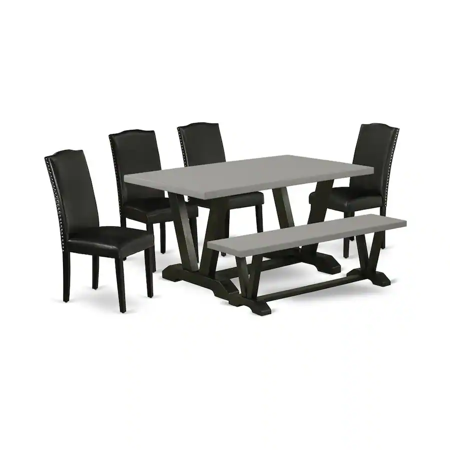 East West Furniture V696EN169 6 6 Pc Dining Table Set 4 Parson Chairs ...