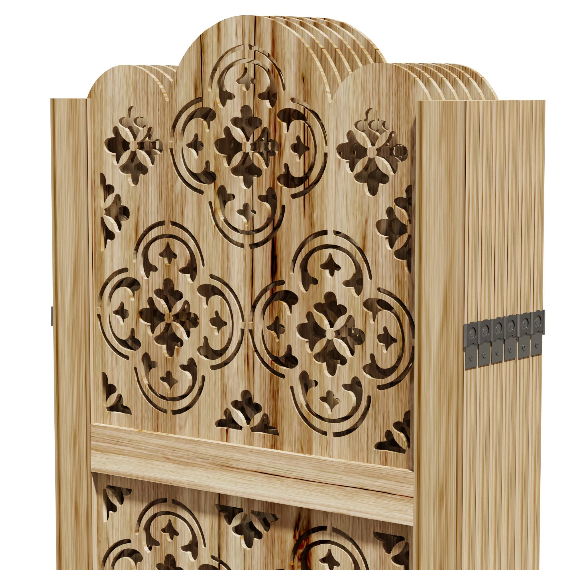 Left. PexFix - Room Divider, 6-Panel Freestanding Wood Screen, 67 in. H Folding Privacy Screen for Office, Bedroom - Natural.