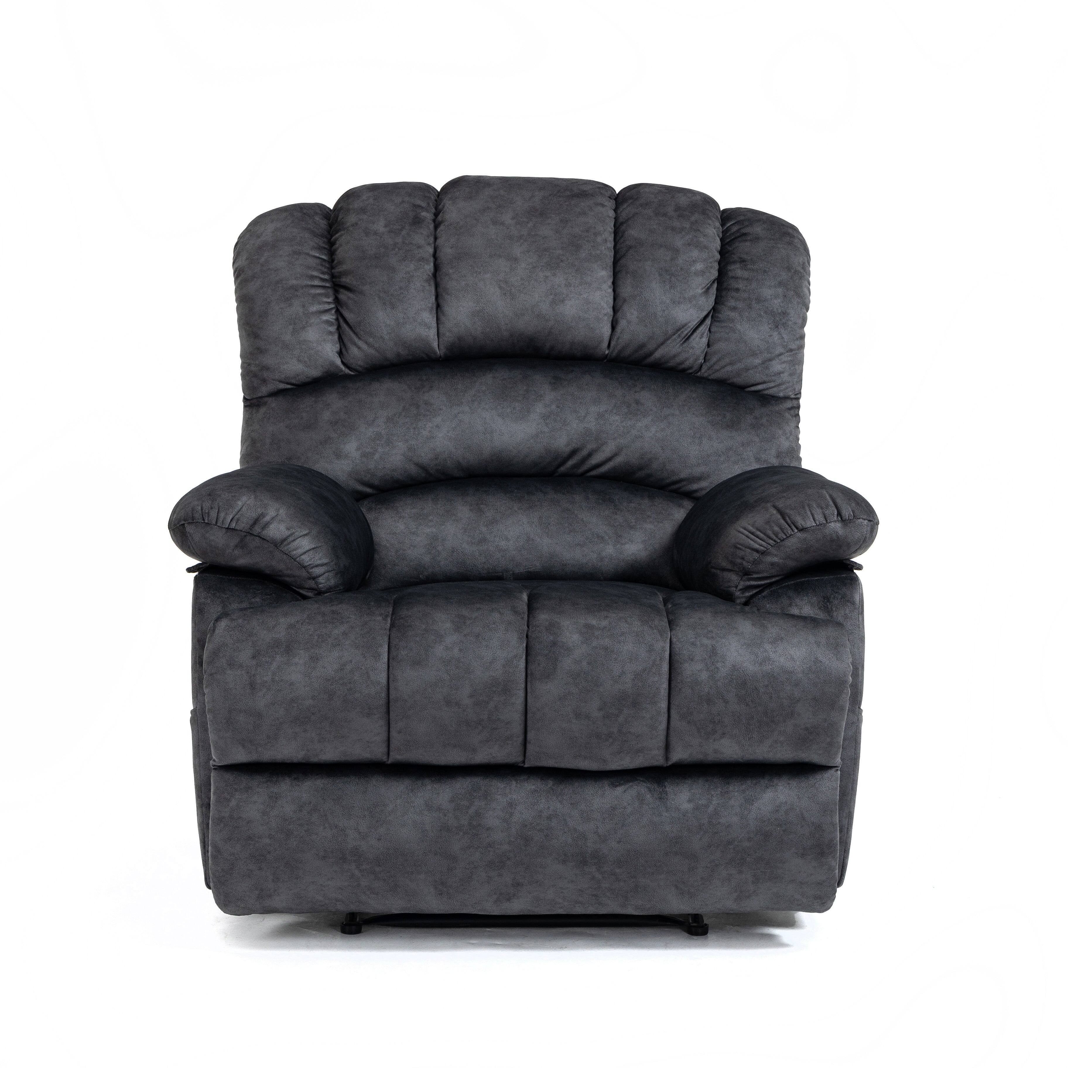 Front. Boyel Living - Large Manual Recliner Chair in Fabric for Living Room - Dark Grey.