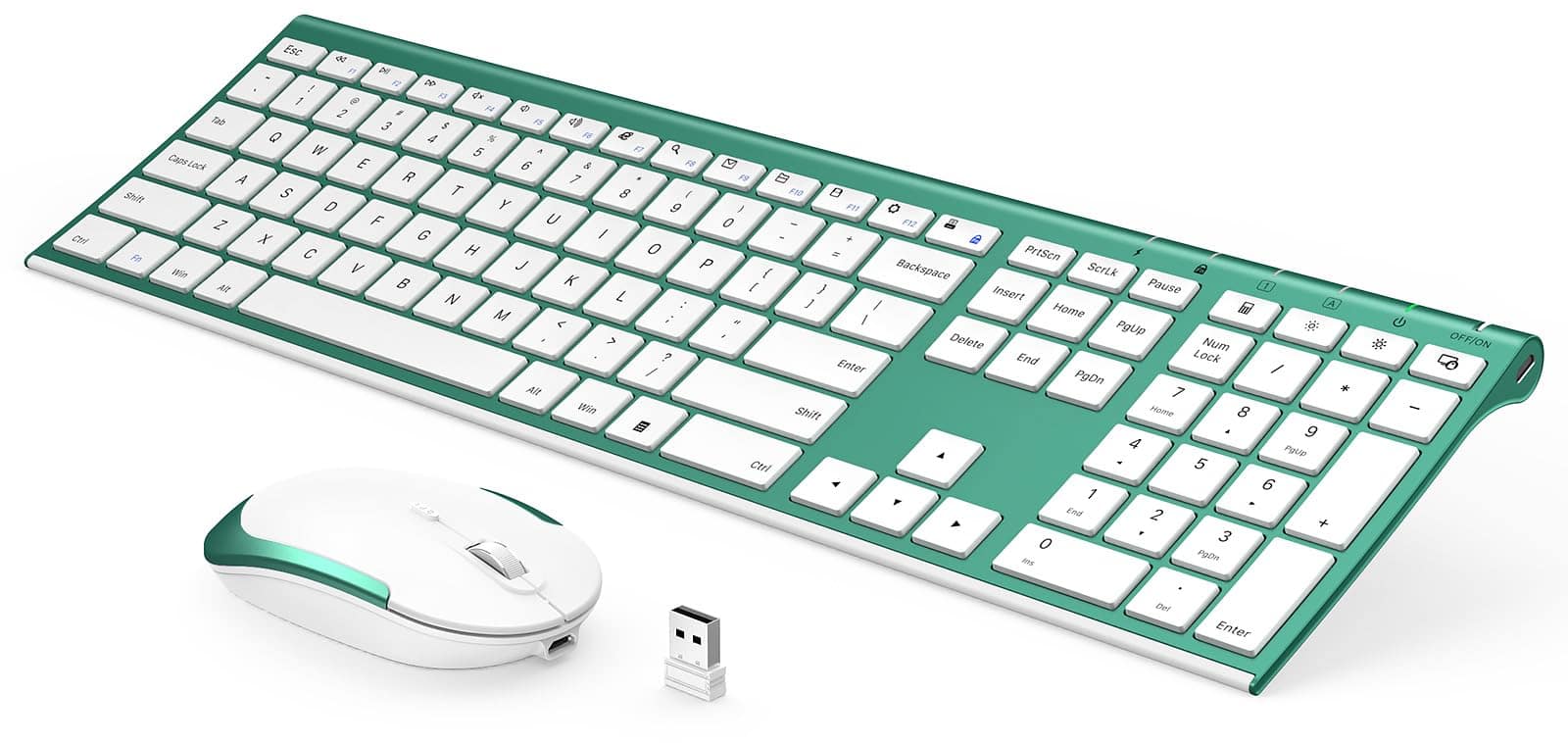 HM 1810 - Wireless And Mouse 2 4ghz Rechargeable Compact Quiet Full size Combo With Nano Usb Receiver For Windows Lap - Blackish Green