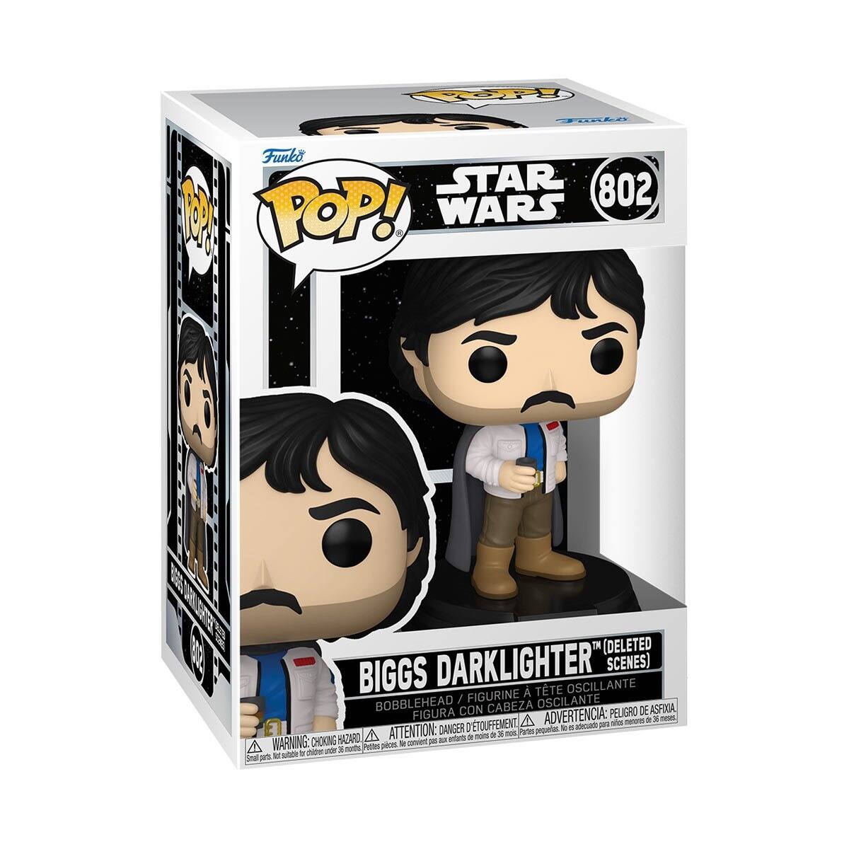 **Funko POP!**

**STAR WARS 802**

**BIGGS DARKLIGHTER™ (DELETED SCENES)**

**BOBBLEHEAD / FIGURINE OSCILLANTE / FIGURA CON CABEZA OSCILANTE**

**WARNING: CHOKING HAZARD - Small parts. Not for children under 3 years.**

**ADVERTENCIA: PEQUEÑOS PIEZAS. NO ADECUADO PARA MENORES DE 3 AÑOS.**

**ATTENTION: PELIGRO DE ASFIXIA. PETITES PARTIES. NE CONVIENT PAS AUX MOINS DE 3 ANS.**

**DANGER: PELIGRO DE ASFIXIA. PETITES PARTIES. NO ADECUADO PARA MENORES DE 3 AÑOS.**