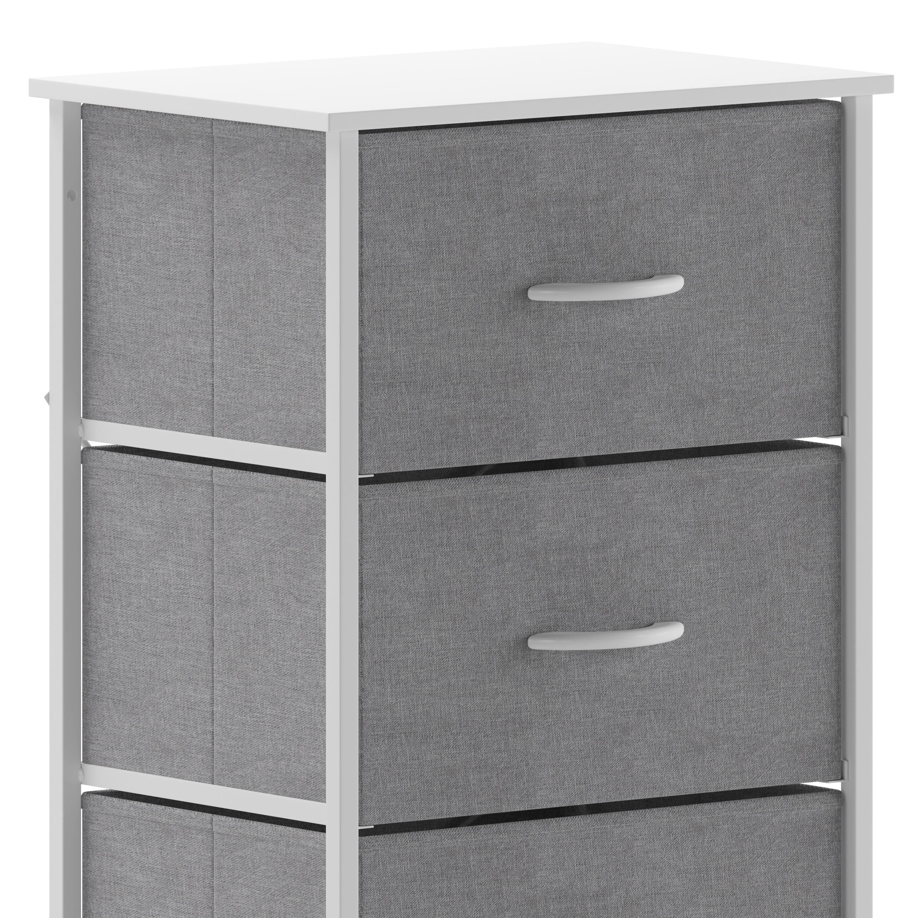 Alt View 10. Emma + Oliver - Marley 4 Drawer Storage Dresser with Cast Iron Frame, Wood Top and Easy Pull Fabric Drawers with Wooden Handles - Gray Drawers/White Frame.