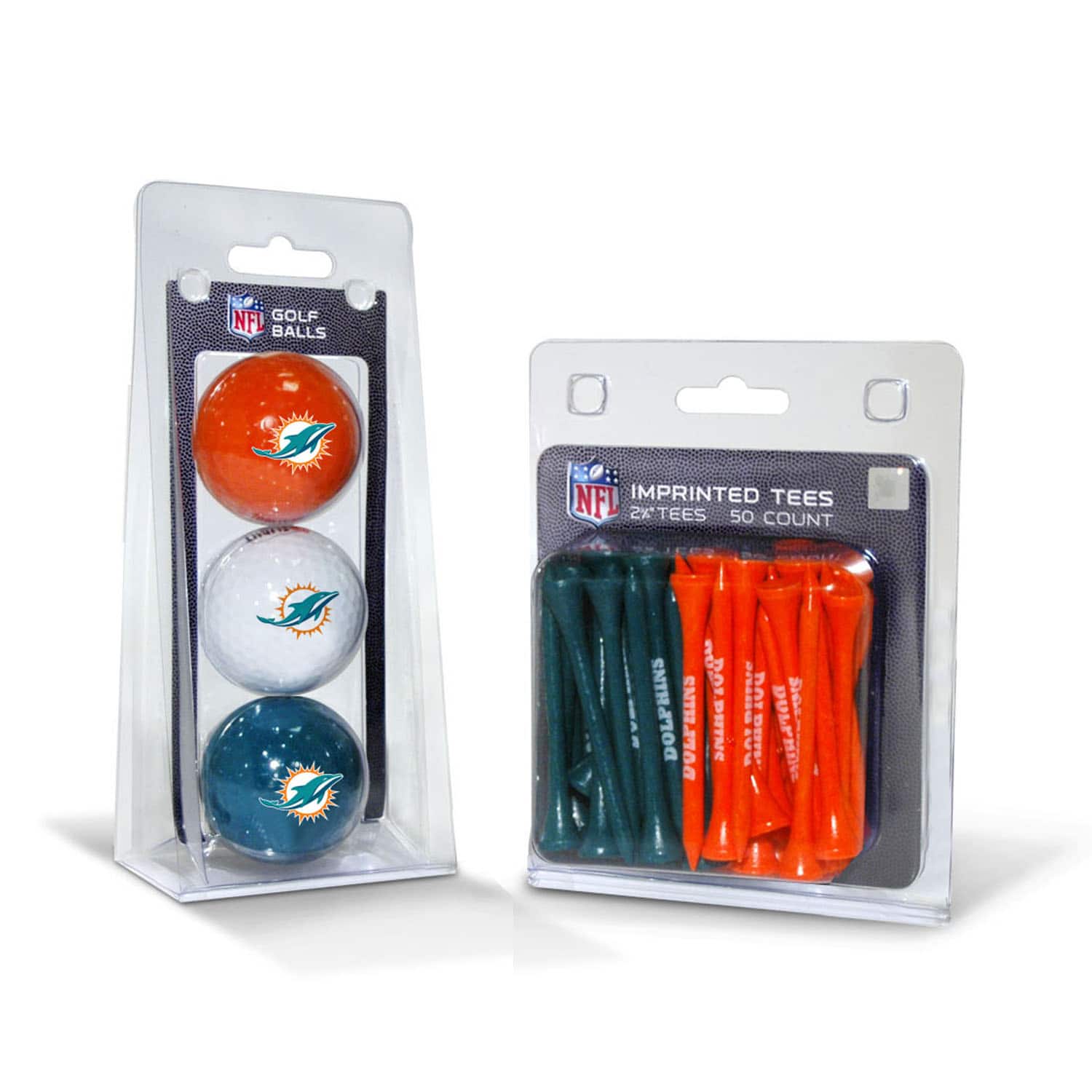Team Golf - Miami Dolphins 3-Golf Ball & 50-Golf Tee Set - Multicolor