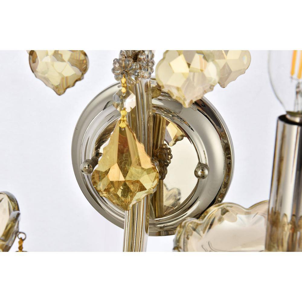 Alt View 1. Elegant Lighting - Maria Theresa 5 light Golden Teak Wall Sconce Golden Teak - Golden Teak.