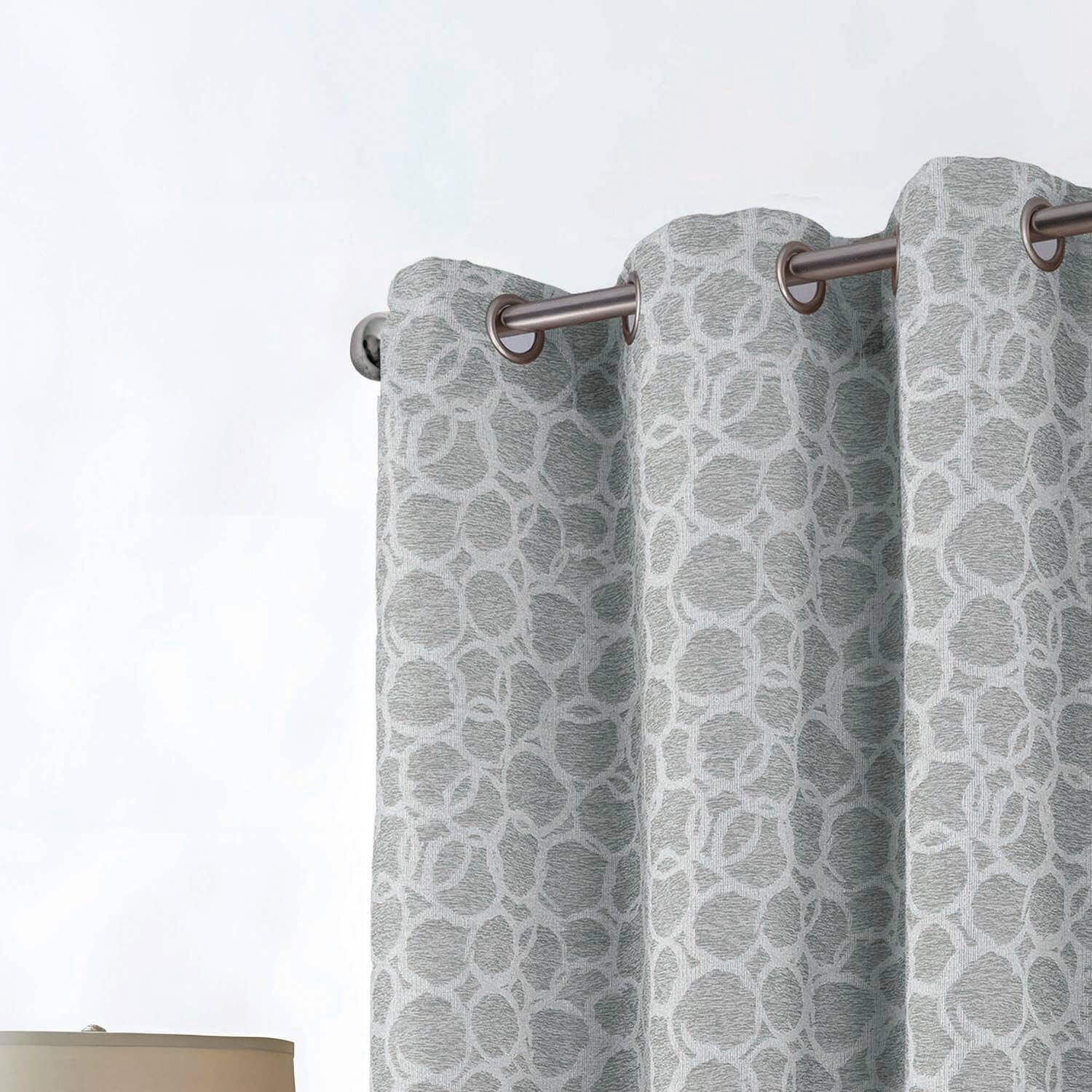 Left. RT Designers Collection - RT Designer Collection Jasper Lurex Jacquard 2 Pack Grommet Curtain Panel 36" x 84" Silver - Silver.