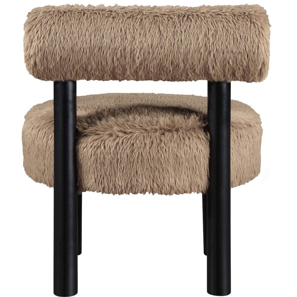Alt View 2. Meridian Furniture - Ambre Tan Vegan Shearling Fabric Upholstered Accent Chair - Black.
