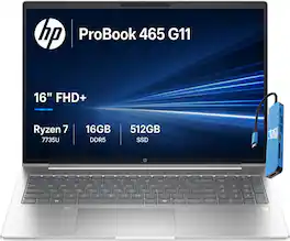 HP - ProBook 465 G11 16" FHD+ Business Laptop - AMD Ryzen 7 7735U - 16GB Memory - 512GB SSD - Fingerprint - Windows 11 Pro - Silver