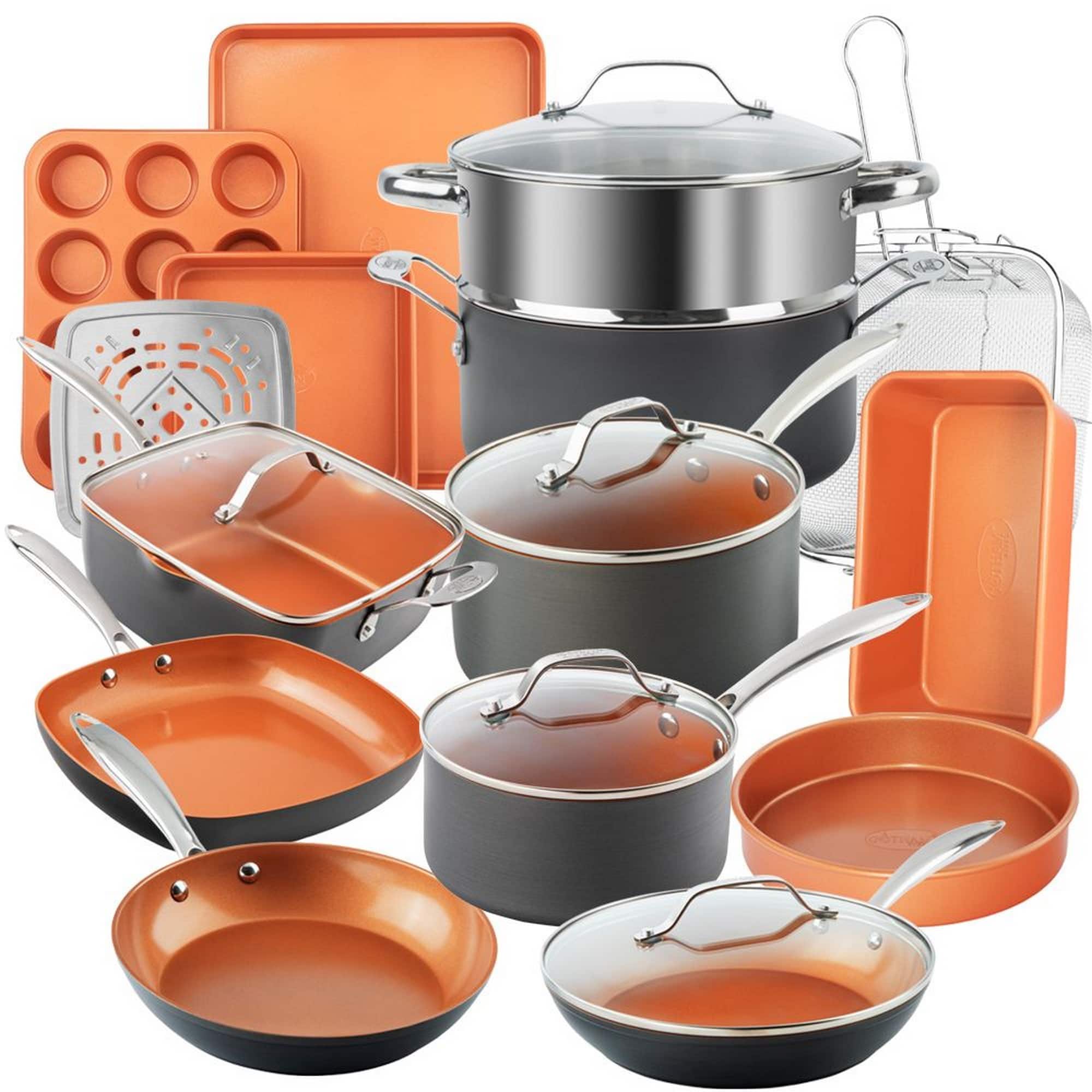 Gotham Steel - Pro Hard Anodized 20 Piece Cookware and Bakeware Set - Black