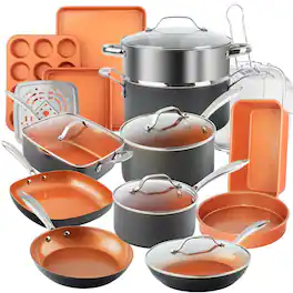 Gotham Steel - Pro Hard Anodized 20 Piece Cookware and Bakeware Set - Black