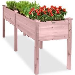 Best Choice Products - 72x24x30in Raised Garden Bed, Elevated Wood Planter Box for Patio w/ Divider Panel - Pink