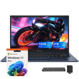 ASUS - Vivobook 14 14" FHD Laptop,Intel i3-1315U,16GB RAM,2TB SSD+1TB Dock Set,Intel UHD GPU,Wi-Fi 6E,Win 11 Pro - Blue
