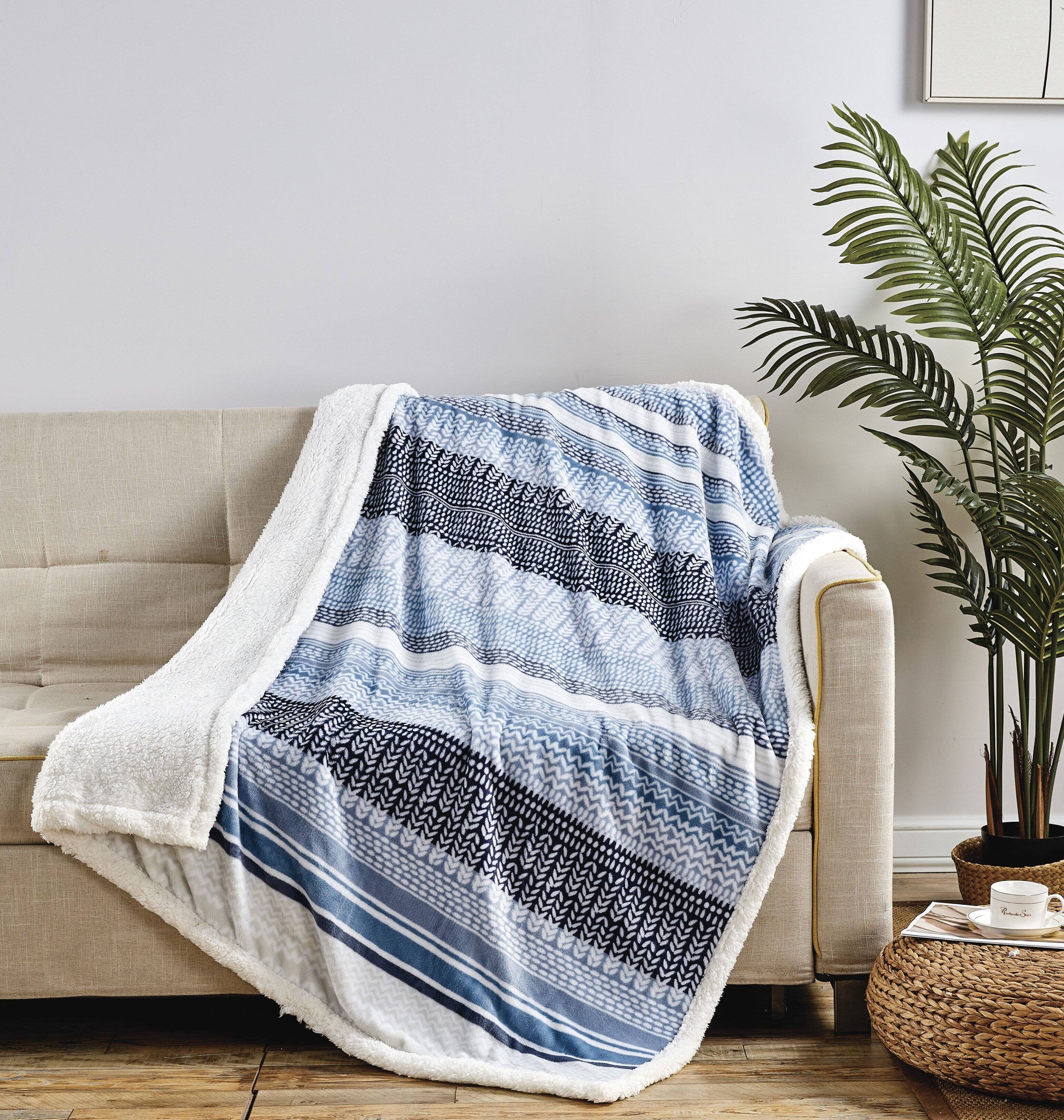 Angle. Noble House - Noble Home Soft & Cozy Faux Shearling Printed Throw Blanket 50' x 60' - Anissa - Anissa.