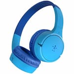 Belkin - Wireless Bluetooth On-Ear Headphones for Kids w/ Mic - 85dB Limit - w/ USB-C Cable - Headset - Stereo - Blue