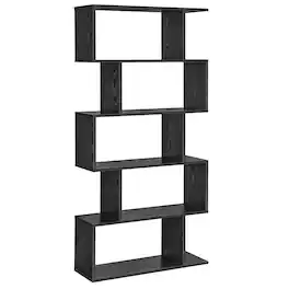 Songmics Home - Bookshelf, 5-Tier Bookcase, Tall Display Shelf, Freestanding Storage Shelf, Room Divider, for Home Office - Ebony Black