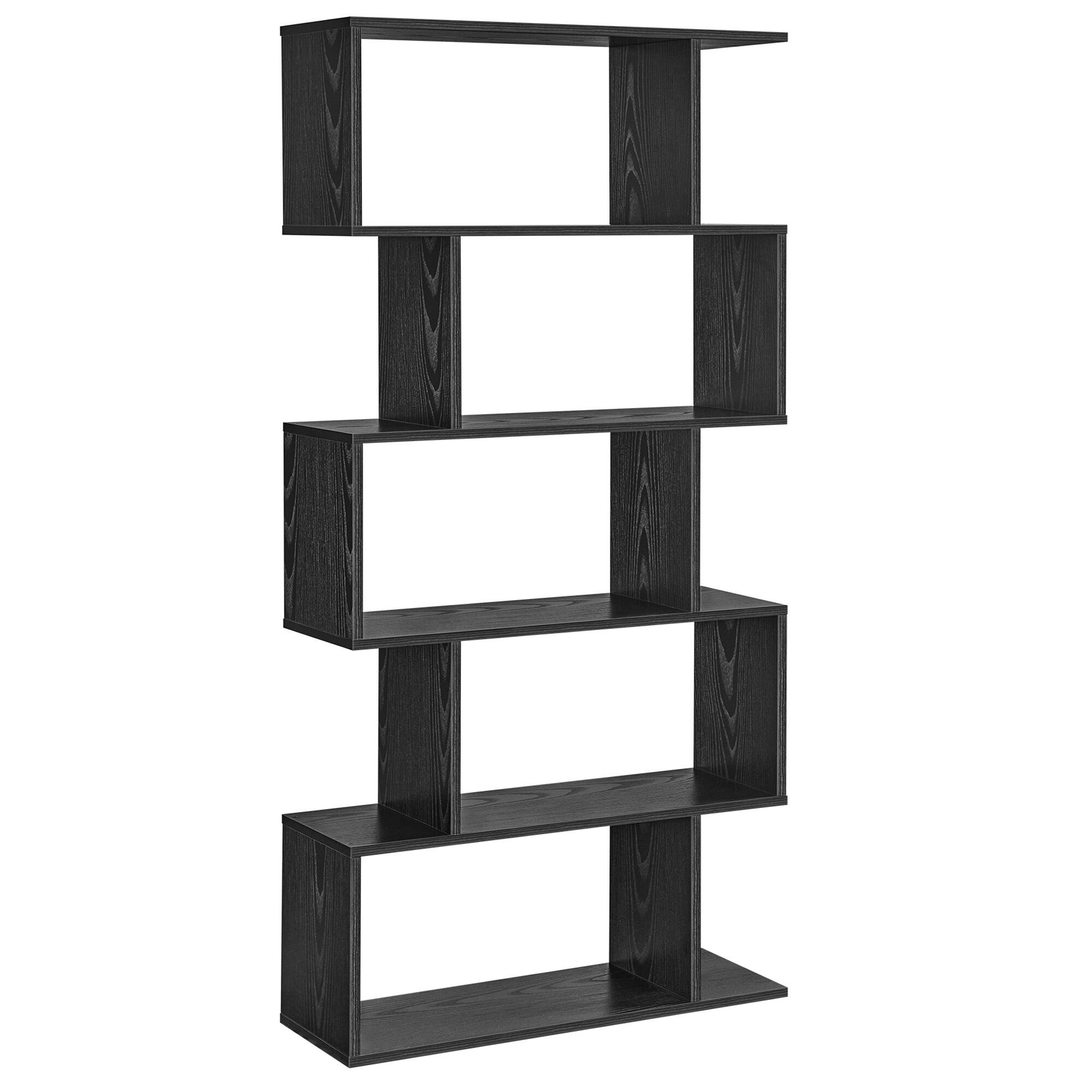 Front. Songmics Home - Bookshelf, 5-Tier Bookcase, Tall Display Shelf, Freestanding Storage Shelf, Room Divider, for Home Office - Ebony Black.