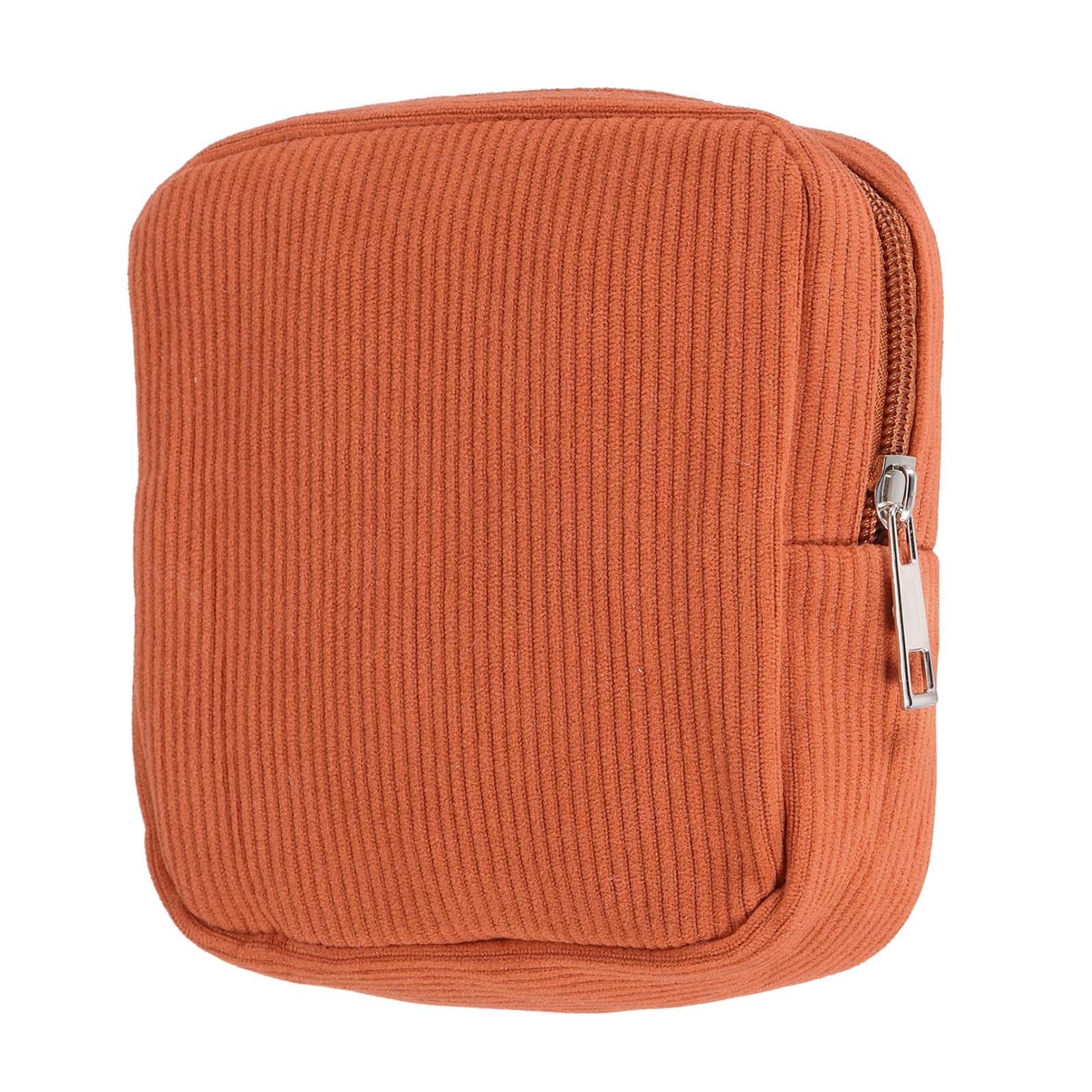 Unique Bargains - Portable Corduroy Period Bag for Women, Cute Zippered Pouch for Sanitary Towel Storage Travel - Brown