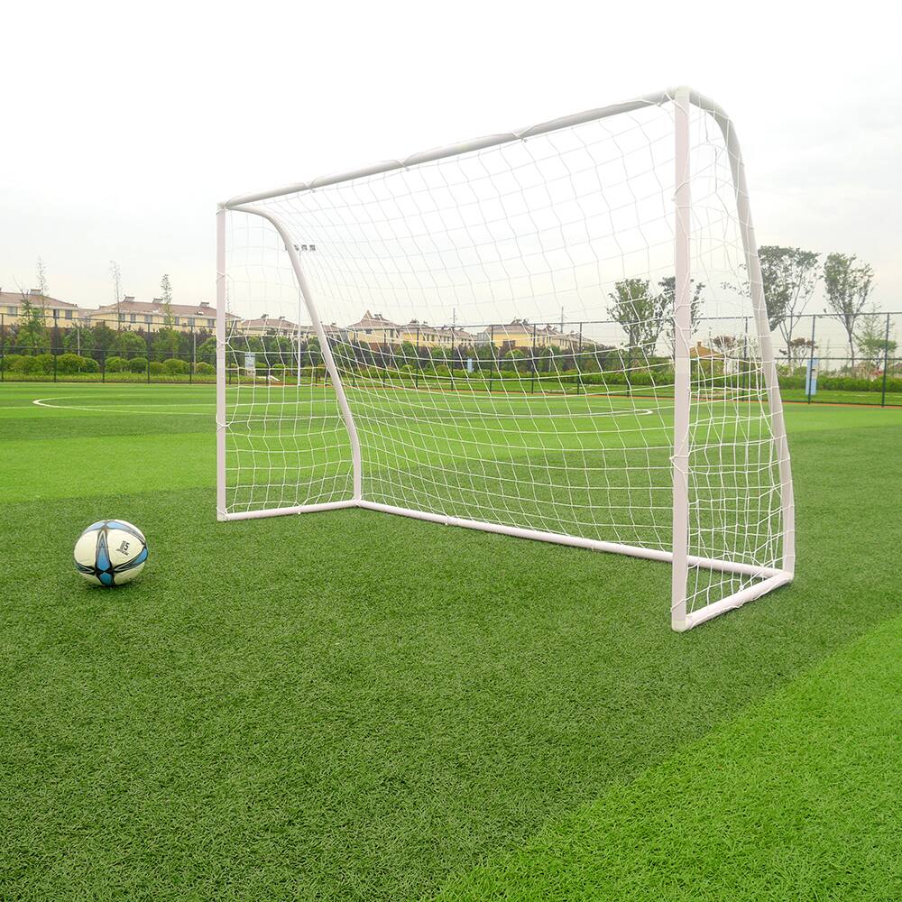 Left. Winado - Soccer Goal 8 x 5 ft Portable Soccer Nets Easy to Assemble PVC Frame, Design for Backyard Practice and Fun for Teens - White.
