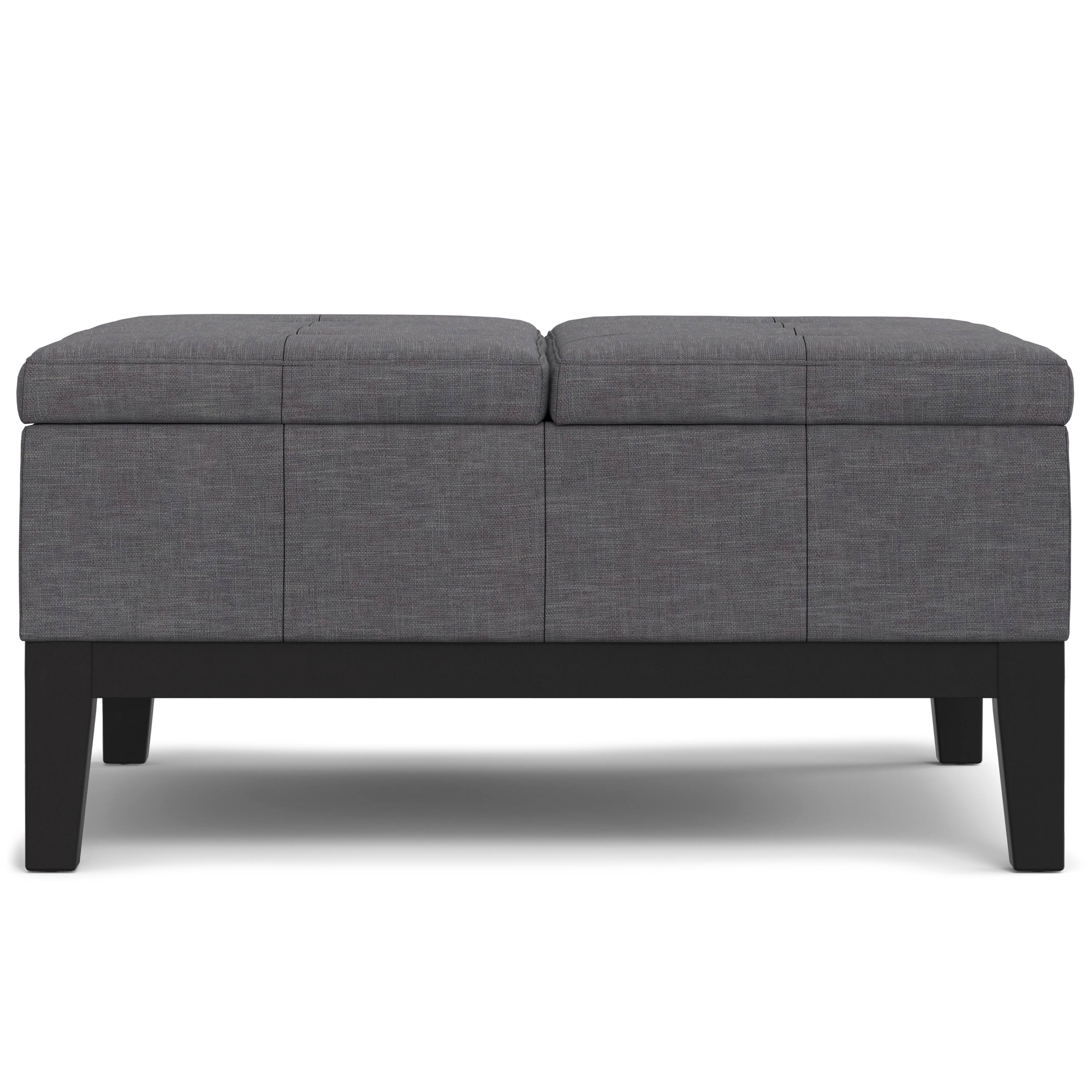 Back. Tiramisubest - Slate Grey Linen-Style Lift Top Coffee Table Storage Ottoman - Gray.