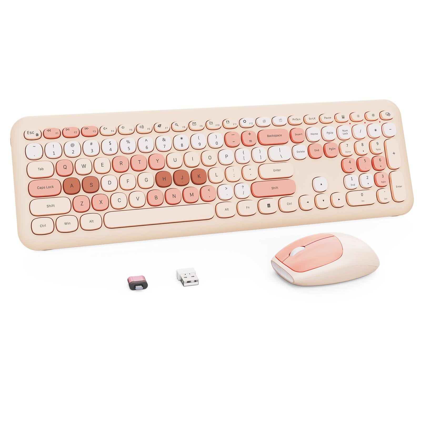 Sure, here is the corrected and grouped text from the image:

**Top Row:**
- Esc
- F1 F2 F3 F4 F5 F6 F7 F8 F9 F10 F11 F12
- Print Screen SysRq Scroll Lock Pause

**Second Row:**
- 1 2 3 4 5 6 7 8 9 0 - = Backspace

**Third Row:**
- Tab Q W E R T Y U I O P [ ] \

**Fourth Row:**
- Caps Lock A S D F G H J K L ; ' Enter

**Fifth Row:**
- Shift Z X C V B N M , . / Shift

**Right Side:**
- Num Lock / * - + Enter
- 7 8 9 4 5 6 1 2 3 0 . Enter

**Function Keys:**
- Fn Ctrl Win Alt

**Special Keys:**
- Insert Home Page Up Page Down Delete End

**Mouse:**
- (No text, just the mouse itself)

**Additional Items:**
- (Two USB dongles and a small red button, no text)