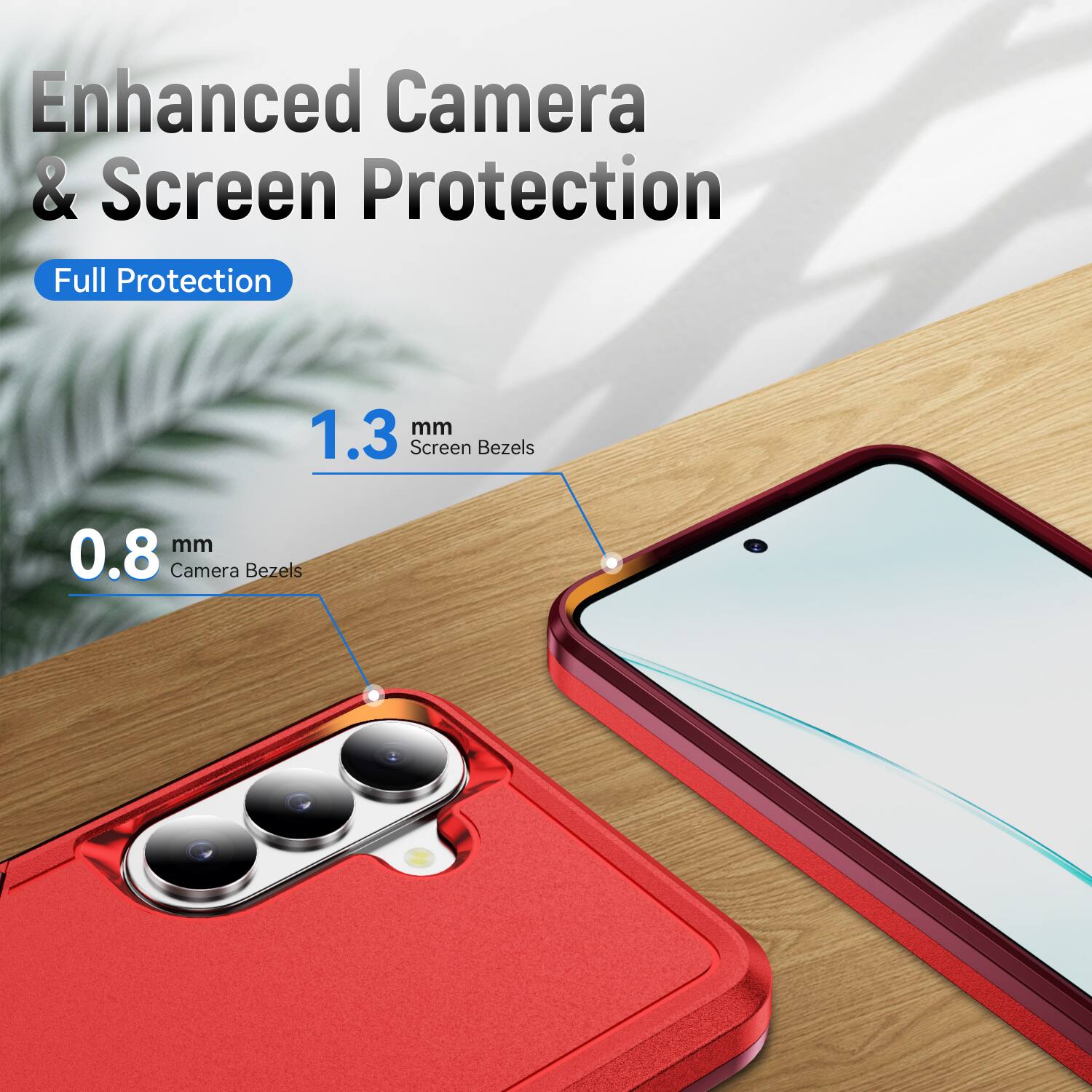 Enhanced Camera & Screen Protection  
Full Protection  
1.3 mm Screen Bezels  
0.8 mm Camera Bezels
