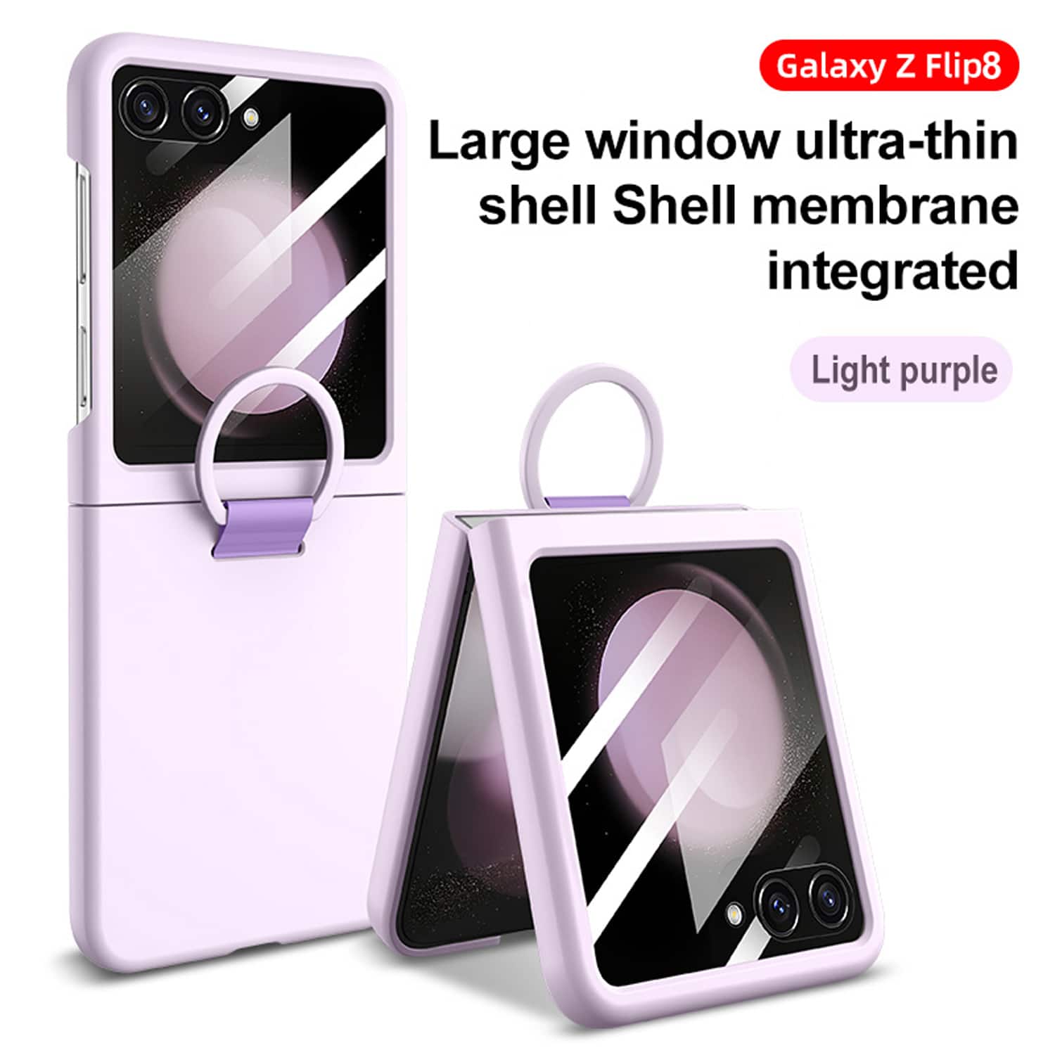 Dteck - Anti-Scratch Case for Samsung Galaxy Z Flip8 with Integrated Screen Protector & Grip Ring Hard PC Slim Back Cover - Lightpurple price history on PriceWatchPro