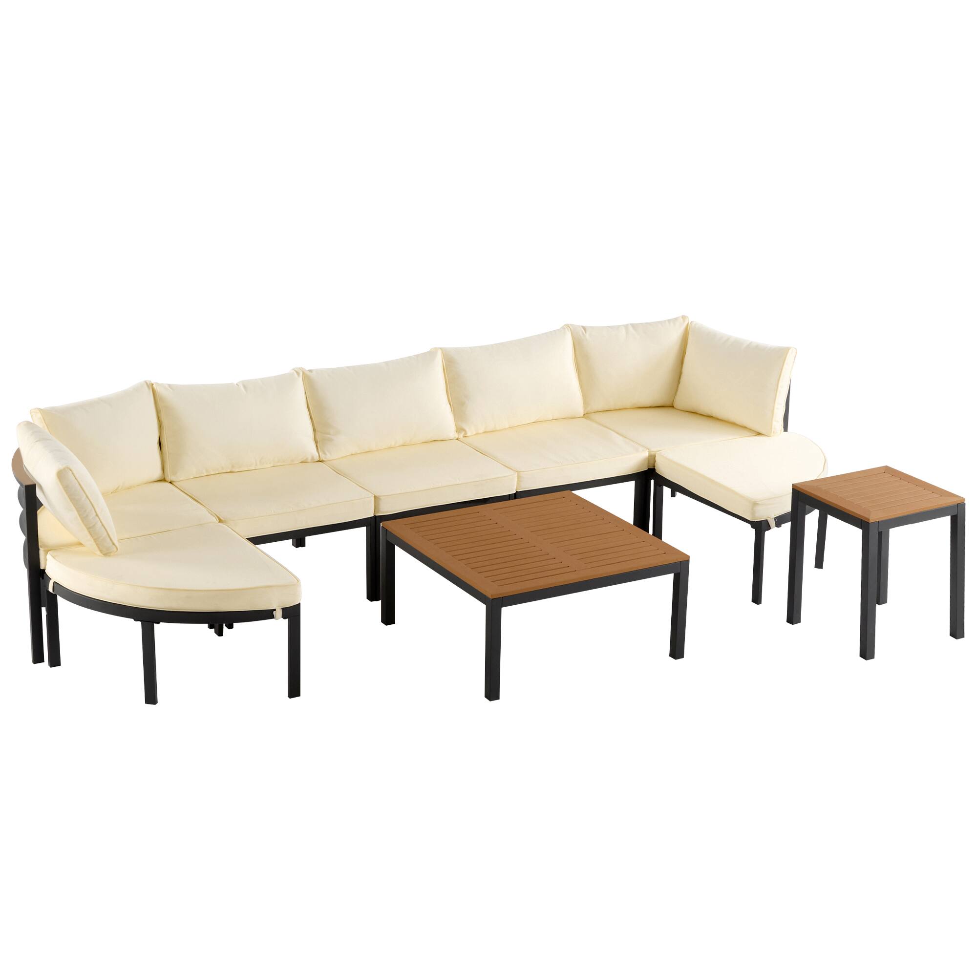 Alt View 9. Tiramisubest - Modern Outdoor Sectional Sofa Set Patio Seating Group,Conversation Set with Cushions for Patio,Backyard, Garden,Beige - Beige.