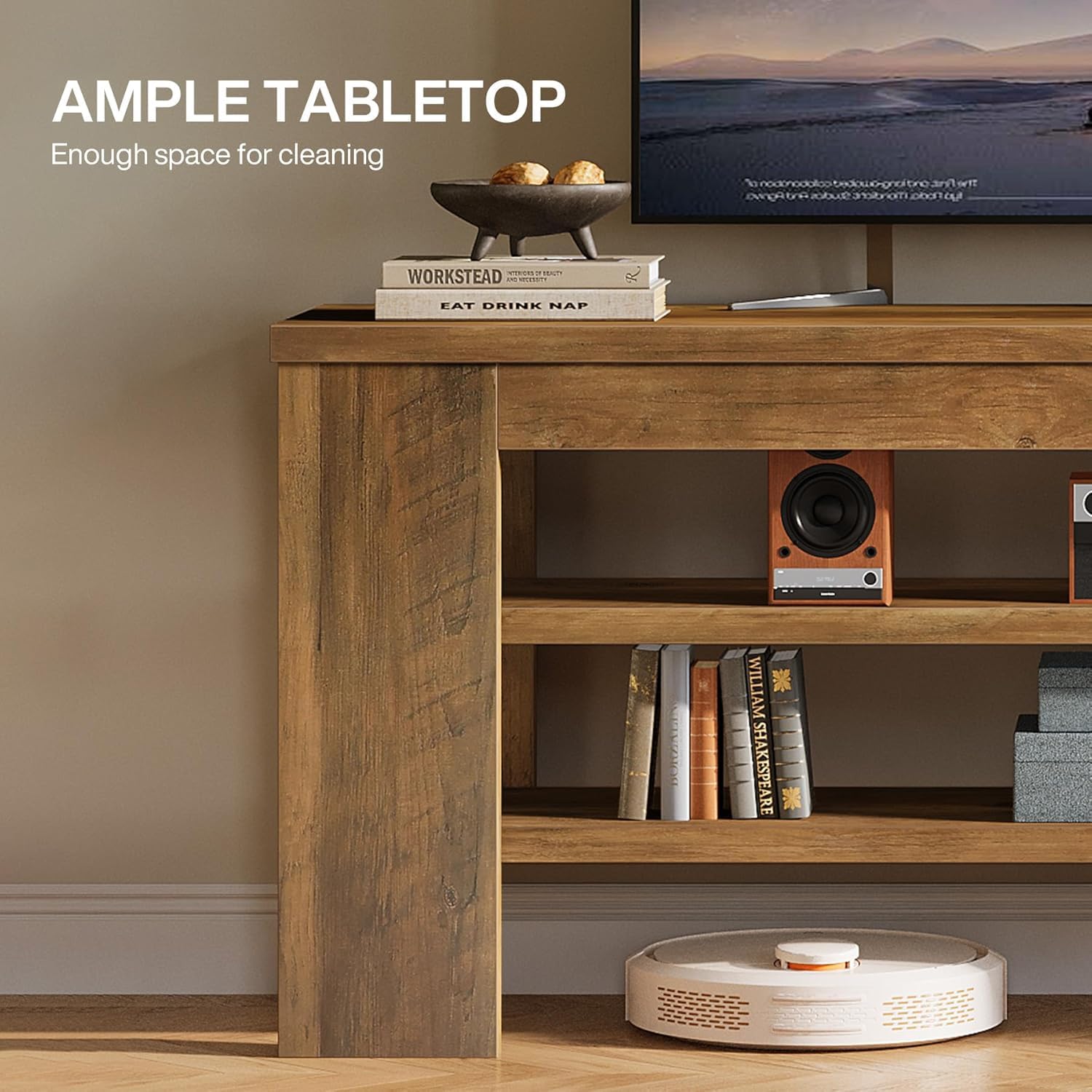 AMPLE TABLETOP  
Enough space for cleaning

SEALTY WORKSTEAD  
EAT DRINK NAP

WILLIAM SHAKESPEARE