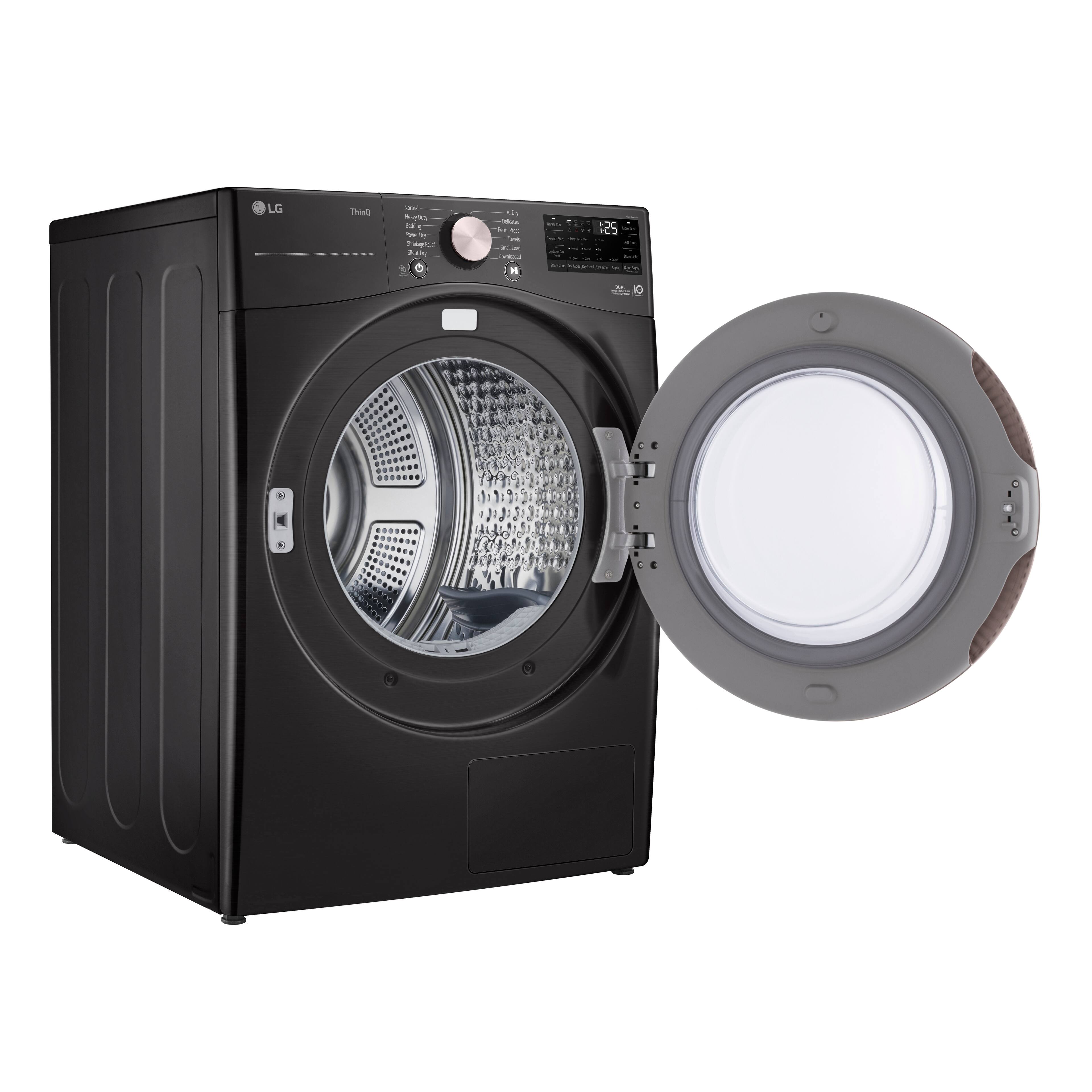 Alt View 8. LG - 7.8 Cu. Ft. Stackable Smart Electric Dryer with Dual Inverter HeatPump Technology - Black Steel.