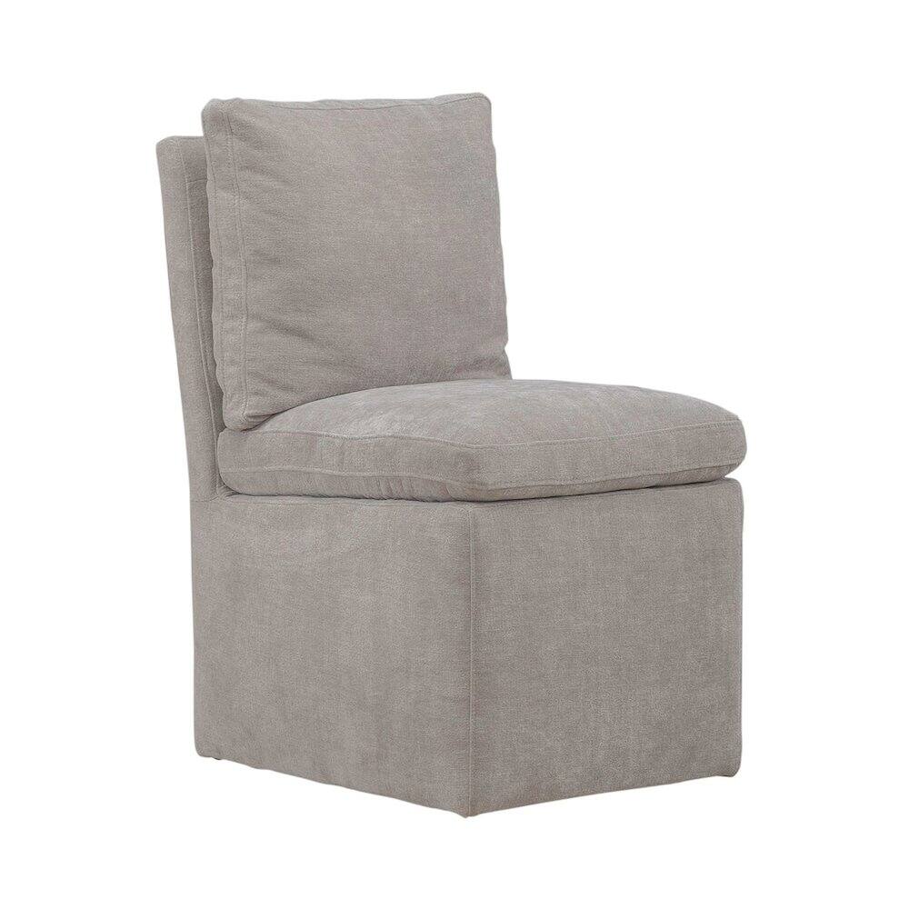 Front. Liberty Furniture Industries - Accent Dining Chair with Castors - Squared Back - Truffle Upholstry - Brown.