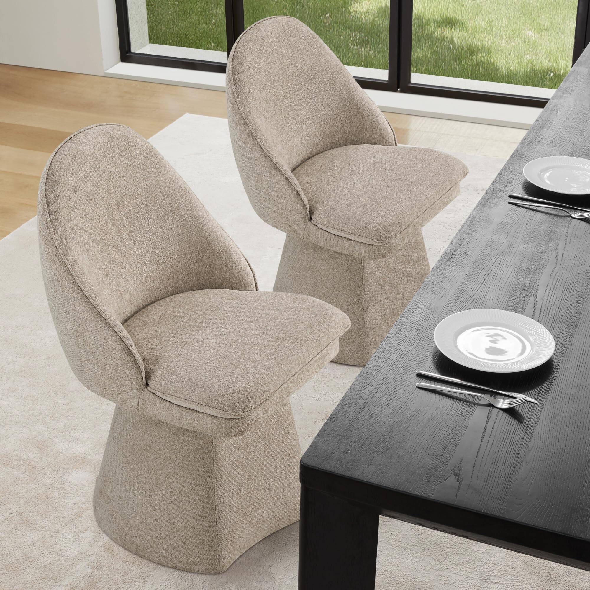 Alt View 5. JETRANSPORT - Swivel Dining Chairs Modern Desk Chair Upholstered Linen Fabric Side For Kitchen Room Bedroom Khaki 1 Box 【... - Moss Green Set of 1.