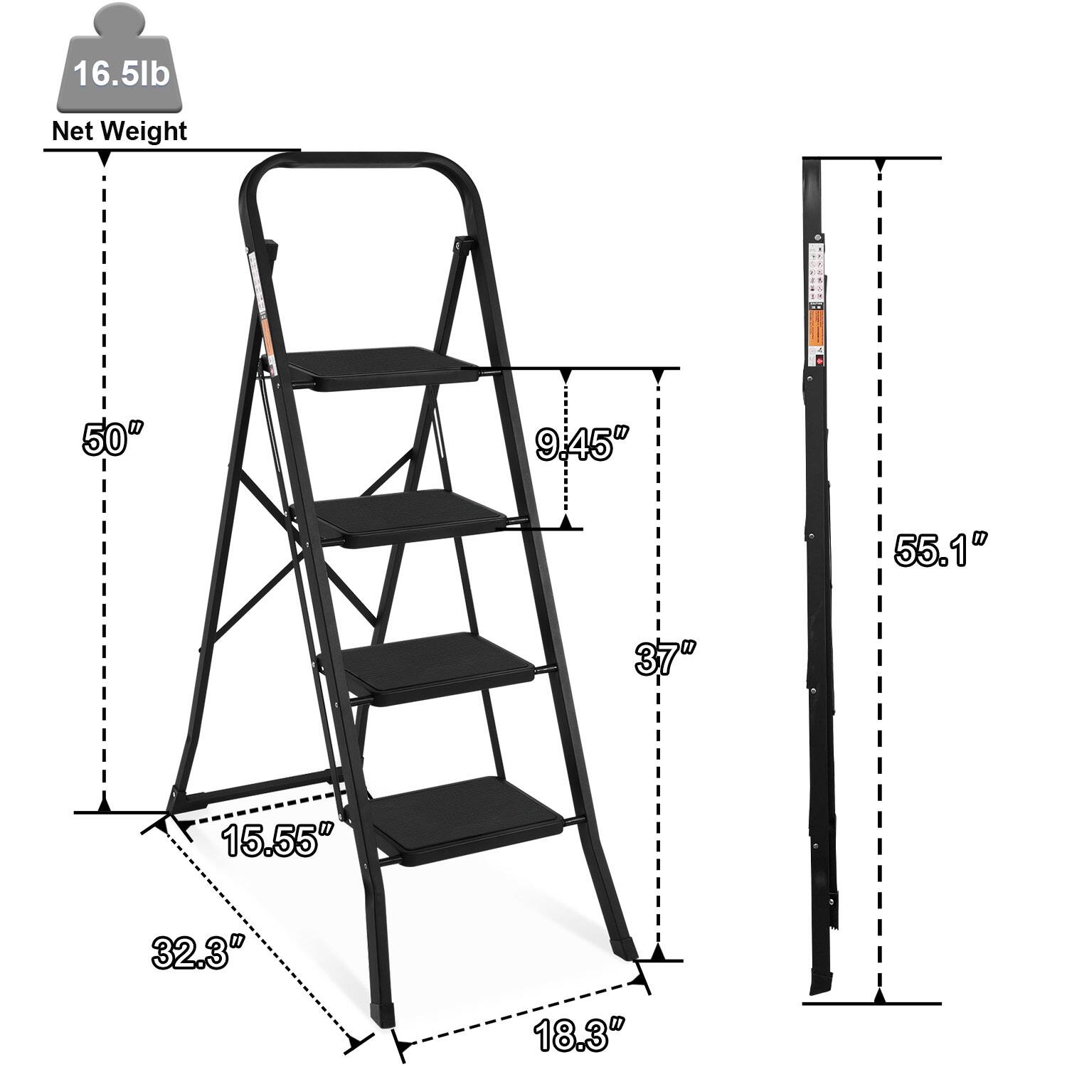 16.5lb Net Weight  
50"  
9.45"  
55.1"  
37"  
15.55"  
32.3"  
18.3"