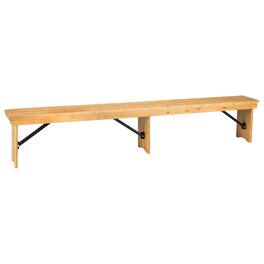 Emma + Oliver - 8' x 12" Antique Rustic Solid Pine Folding Farm Bench - Portable Bench - Light Natural