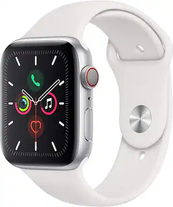 Front. Apple - Refurbished Watch Series 5 Aluminum 40mm A2092 (GPS Only, No Cellular) - Silver.