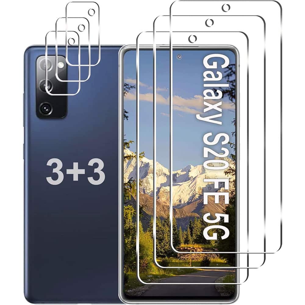PARKER SLATER - Galaxy S20 FE 5G Screen Protector 3+3 Pack, Tempered Glass + Camera Lens - Clear