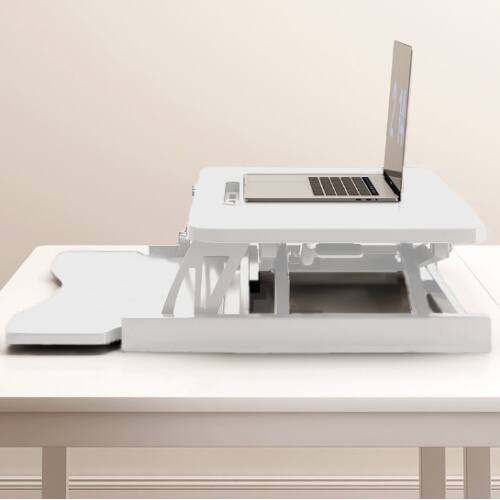 Alt View 1. BOMEDA - 32 Inch Desk Converter, Height Adjustable, Dual Monitor and Laptop Workstation with Wide Keyboard Tray, WHITE.