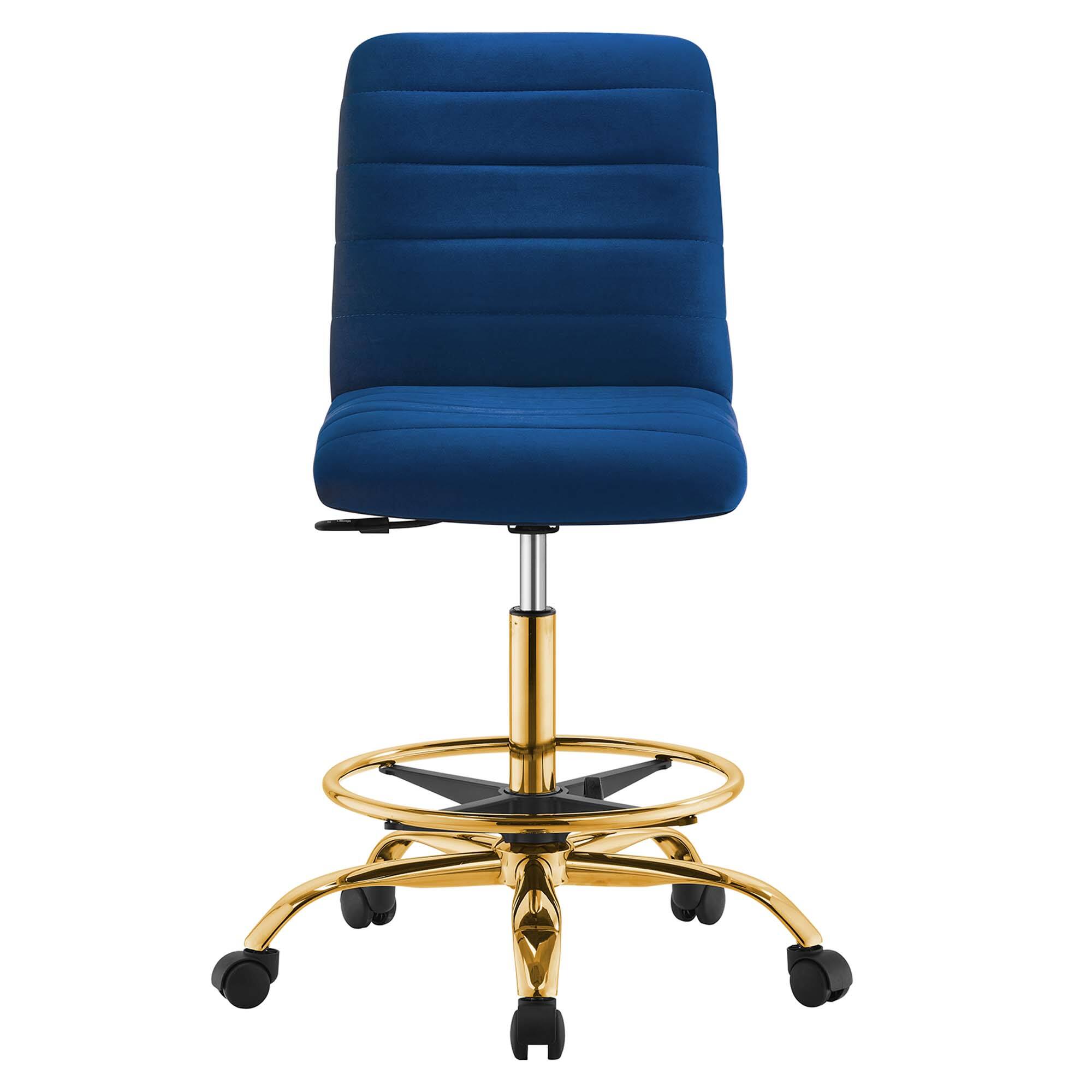 Alt View 1. Modway - Ripple Armless Performance Velvet Drafting Chair by Modway - Blue.