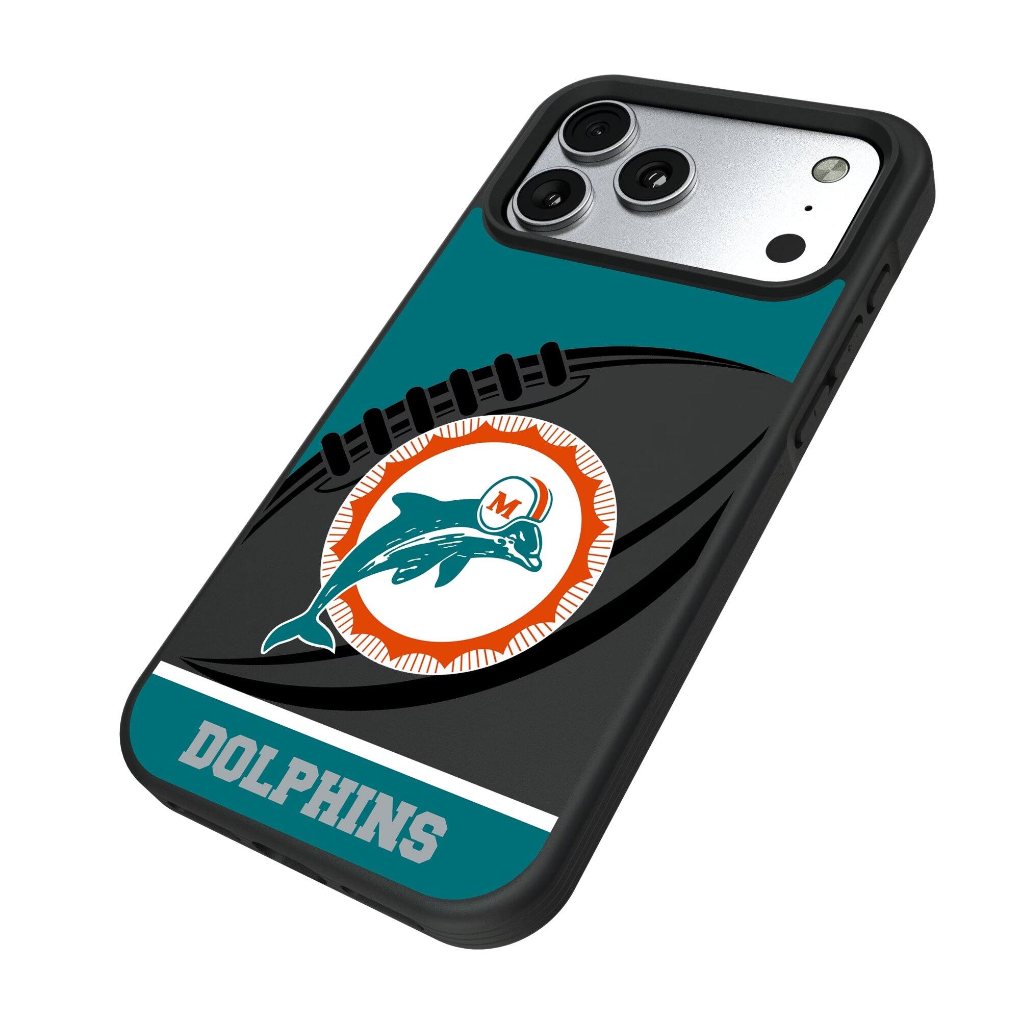 Alt View 1. Keyscaper - Miami Dolphins Bump Case with 8.2ft Drop Protection - 13 mini - Multicolor.
