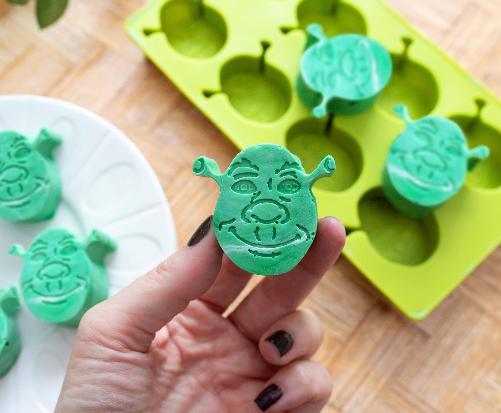 Alt View 5. Silver Buffalo - Shrek Reusable Silicone Ice Cube Tray | Makes 8 Cubes - Green.