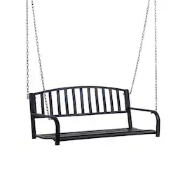 Outsunny - Metal Outdoor Porch Swing, Hanging Outdoor Swing Chair - Black