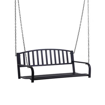 Front. Outsunny - Metal Outdoor Porch Swing, Hanging Outdoor Swing Chair - Black.