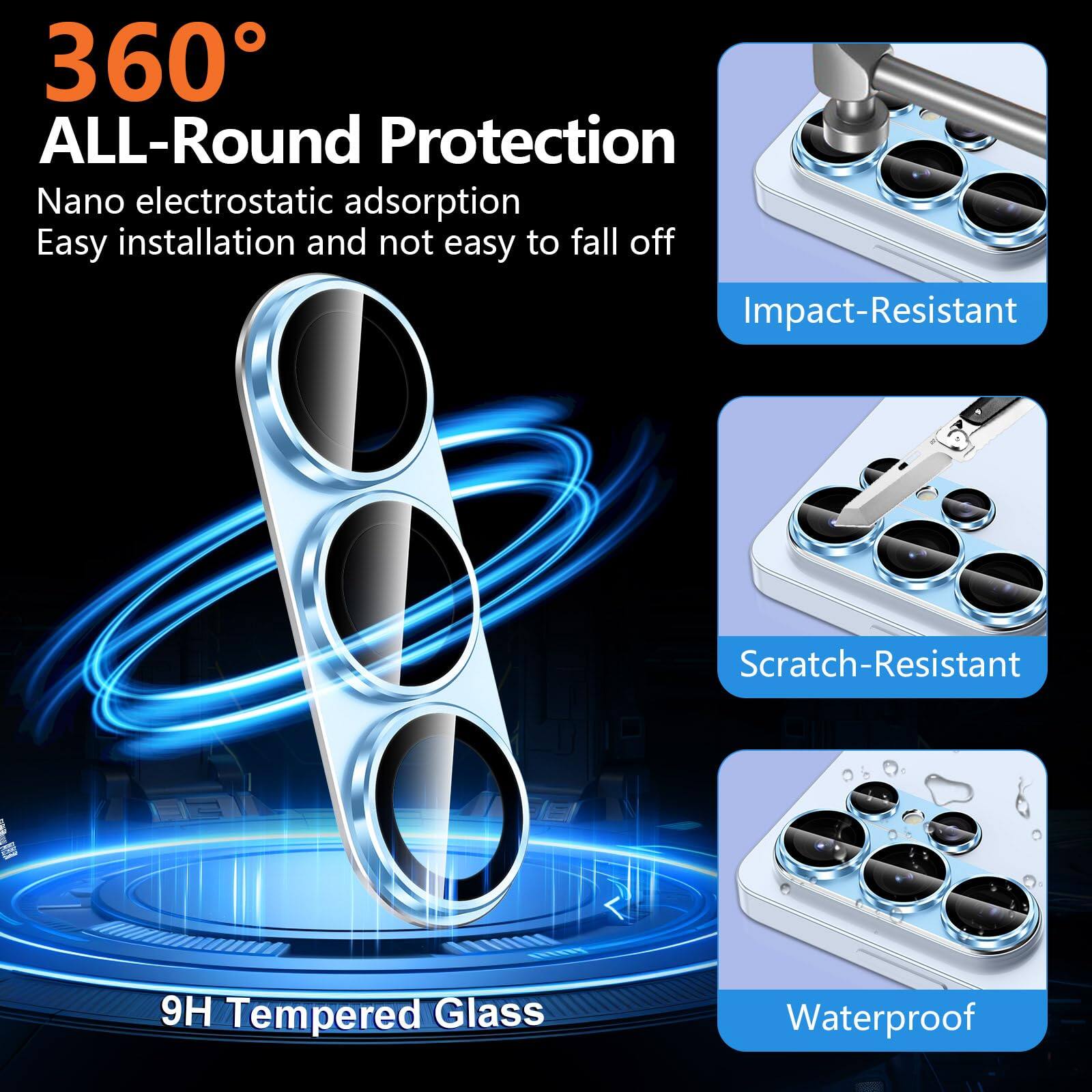 360° ALL-Round Protection  
Nano electrostatic adsorption  
Easy installation and not easy to fall off  

Impact-Resistant  
Scratch-Resistant  
Waterproof  

9H Tempered Glass