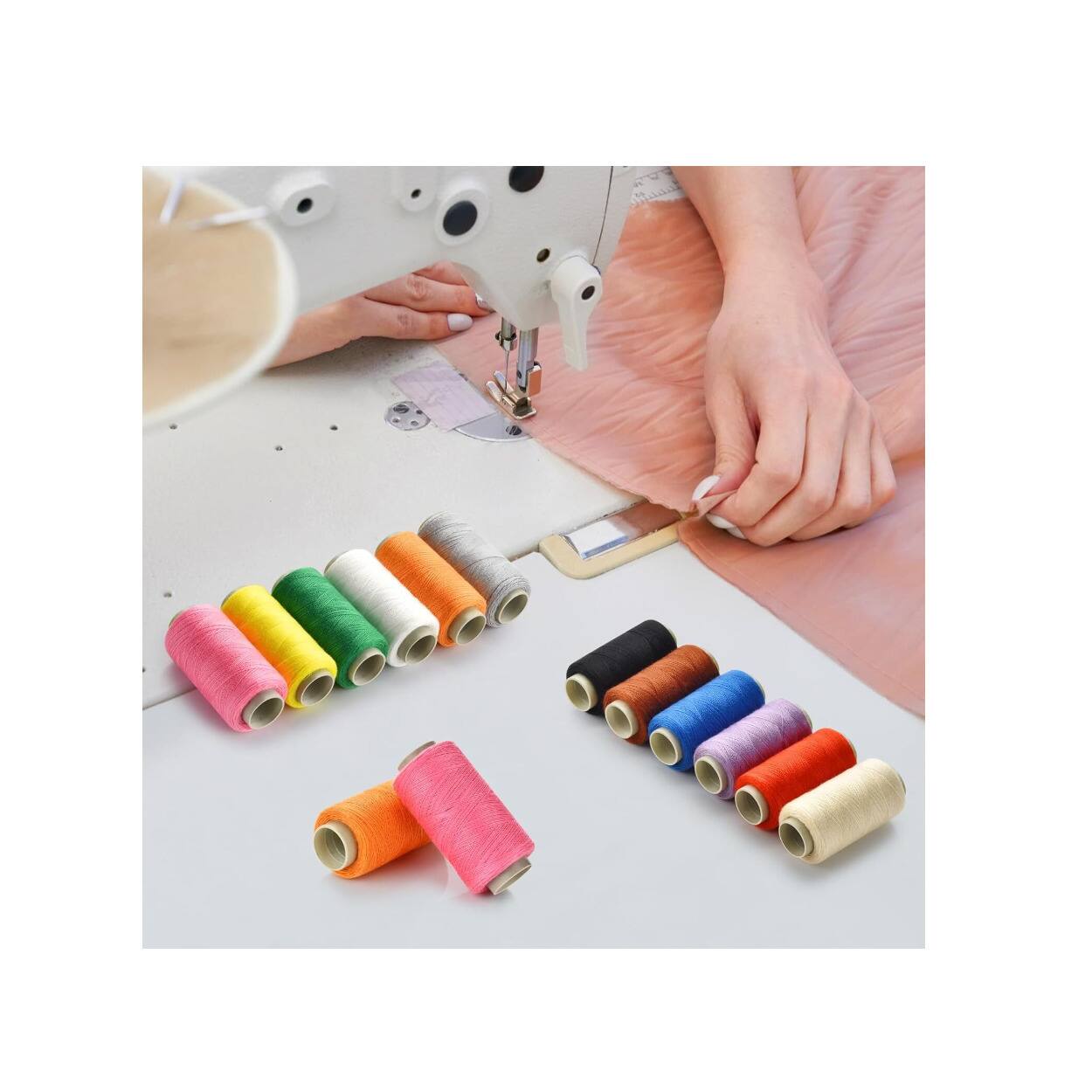 Left. Singer - 12 Color Sewing Thread Kit  with 350 Yards Per Spool.