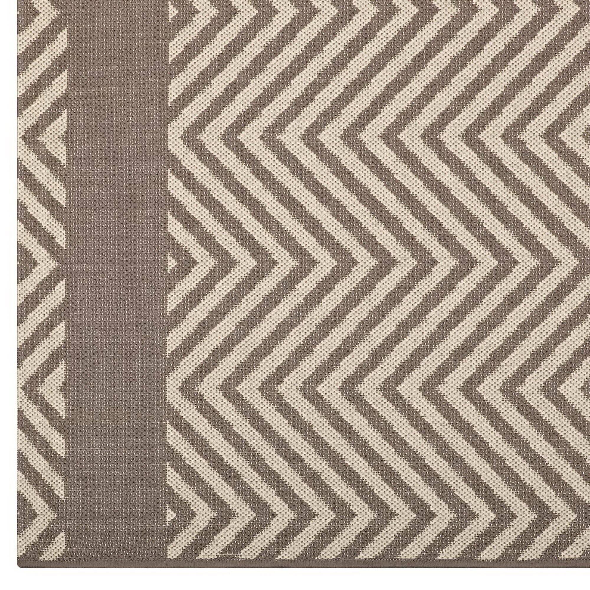 Alt View 1. Modway - Optica Chevron With End Borders Indoor and Outdoor Area Rug - Light and Dark Beige.
